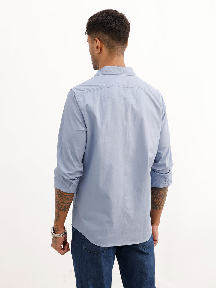 Solid Slim Fit Full Sleeve Shirt | Light Blue