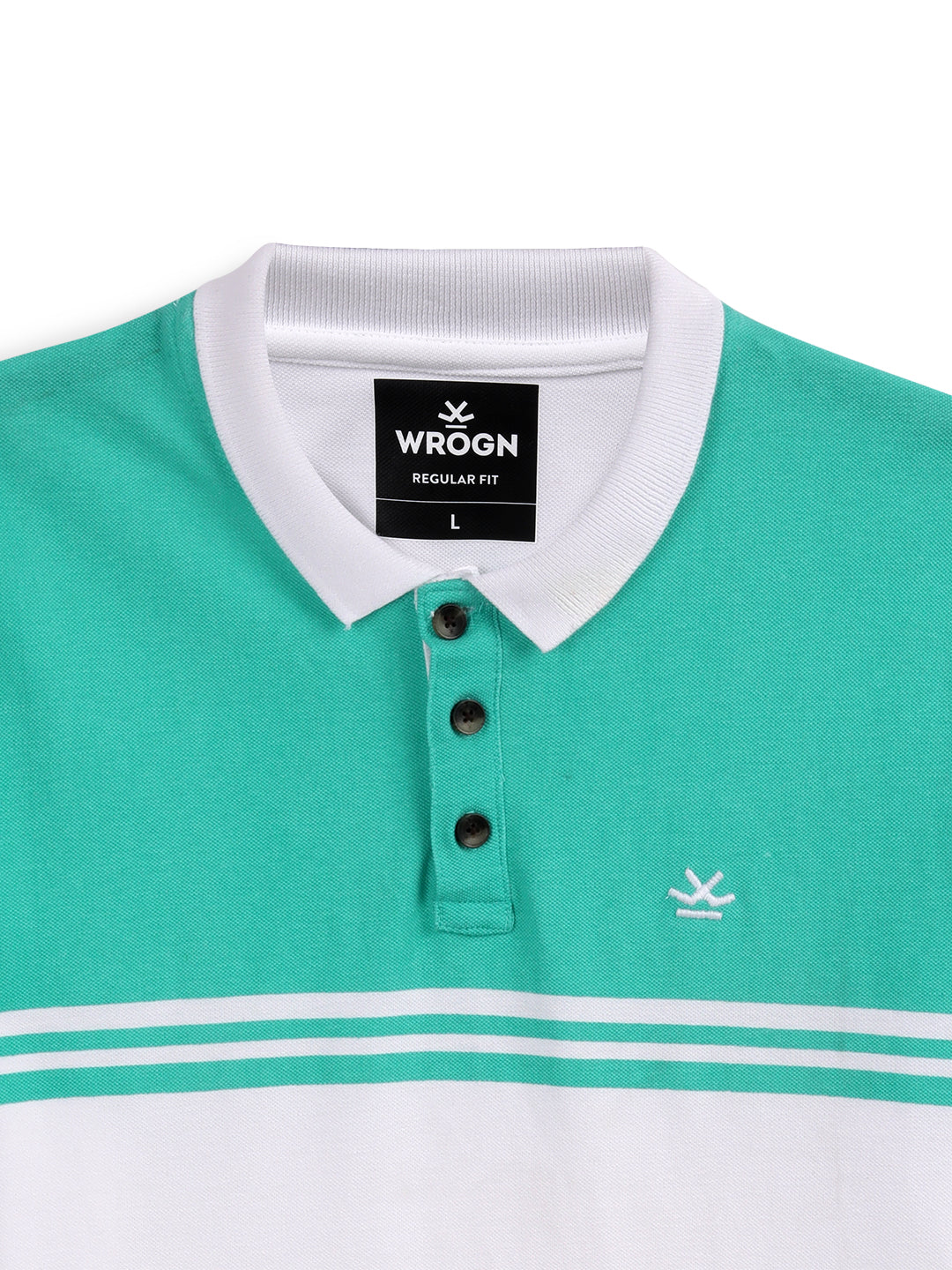 Teal on White Colourblocked Polo