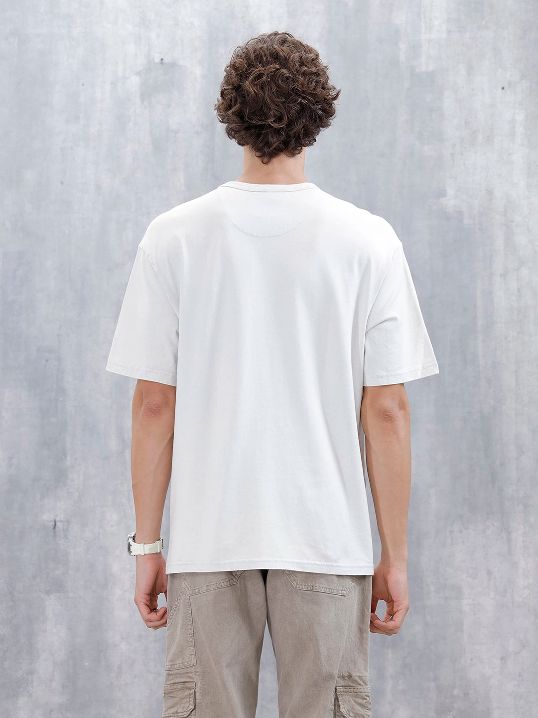 Wrogn Men's Oversized Printed Graphic T-Shirt | Grey