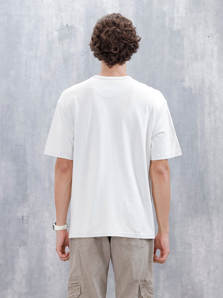 Wrogn Men's Oversized Printed Graphic T-Shirt | Grey