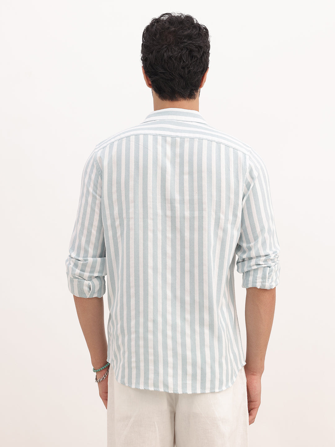 Slim Fit Textured Stripe Shirt | Light Blue