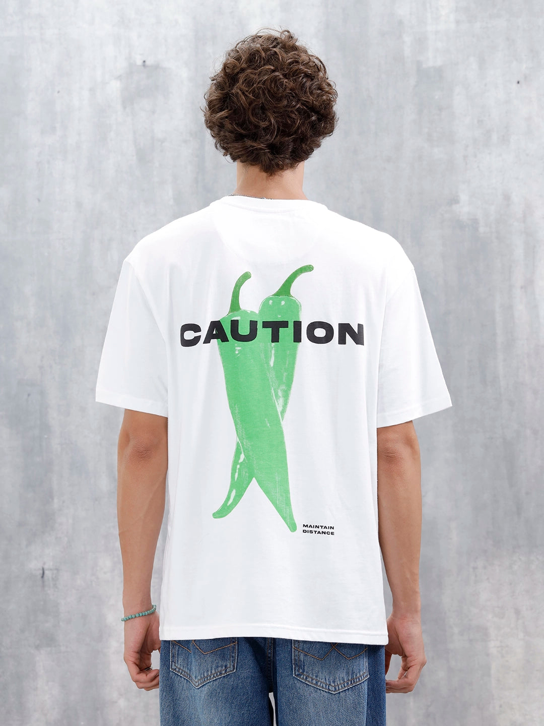 Men’s Oversized Graphic Printed Tee | White