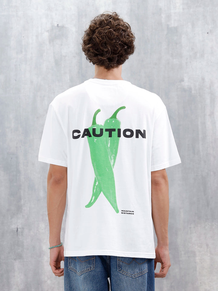 Men’s Oversized Graphic Printed Tee | White