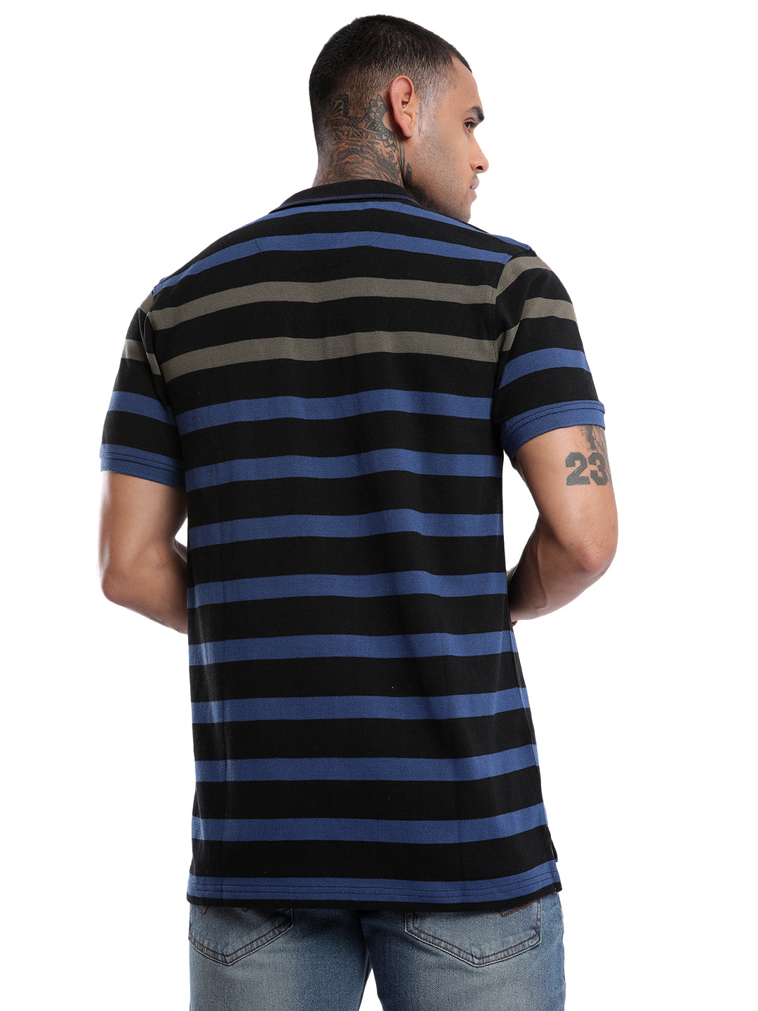 Urban Black Striped Polo T-Shirt