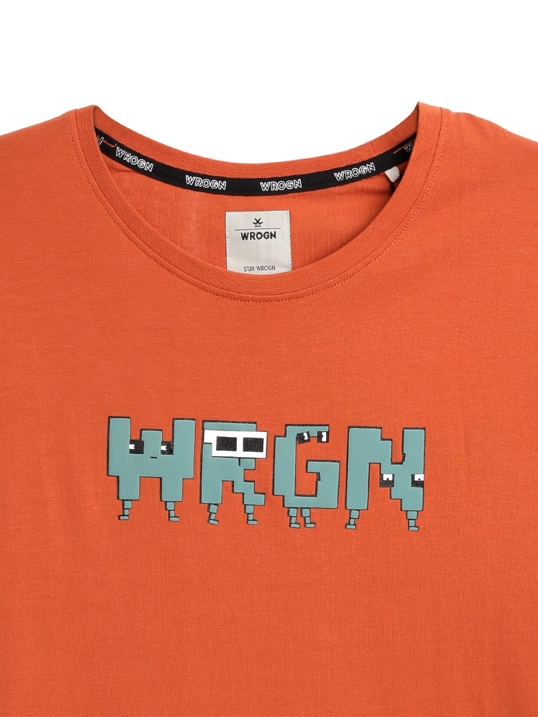 Wrogn Pixel Printed Rust T-Shirt