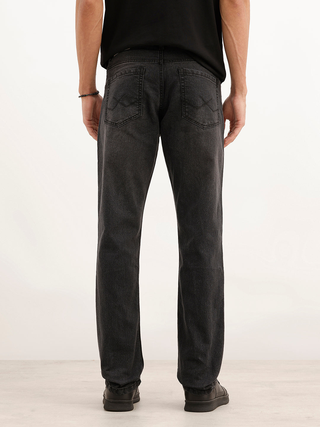 Faded Straight Fit Denim Jeans | Black