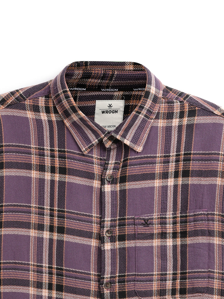 Men's casual comfort fit checkered pattern shirt | Purple