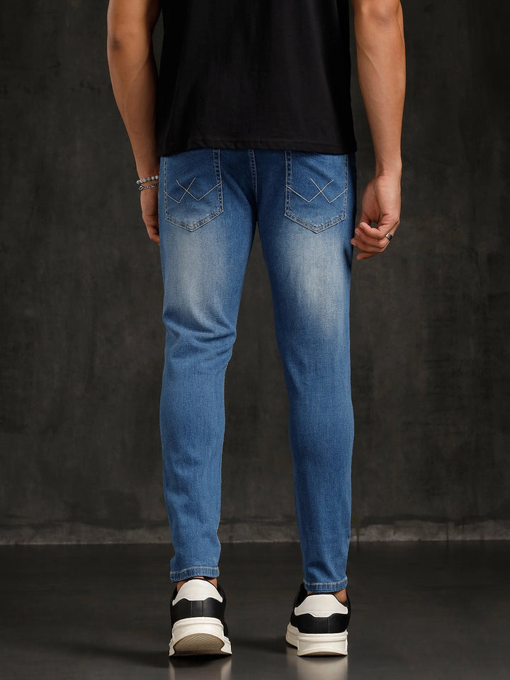 Heavy Fade Skinny Crop Jeans | Blue