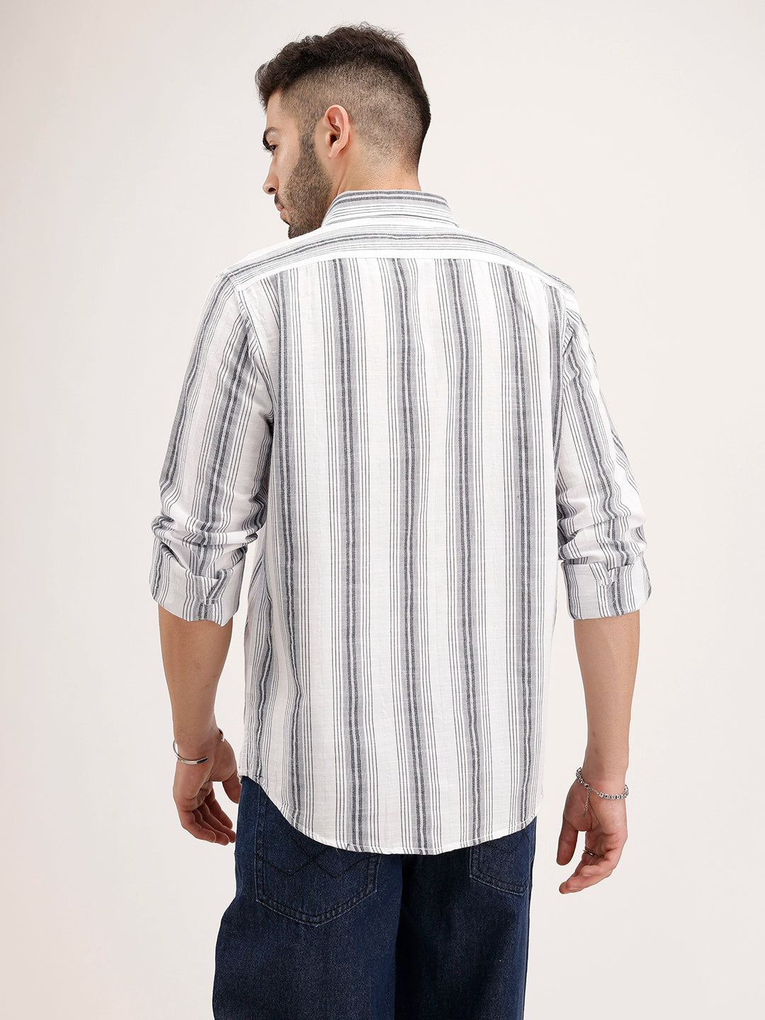 Classic Slim Fit Striped Shirt | White