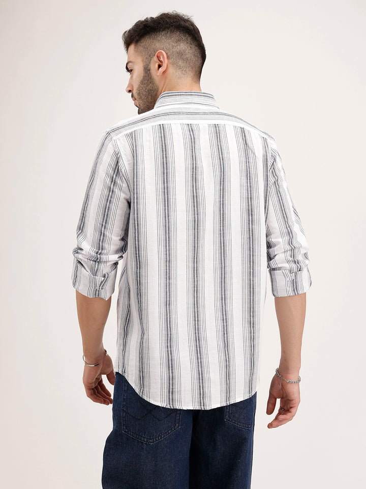 Classic Slim Fit Striped Shirt | White