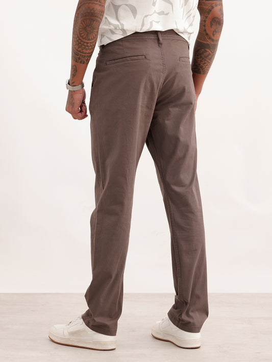 Solid Straight Fit Pleated Trouser | Grey