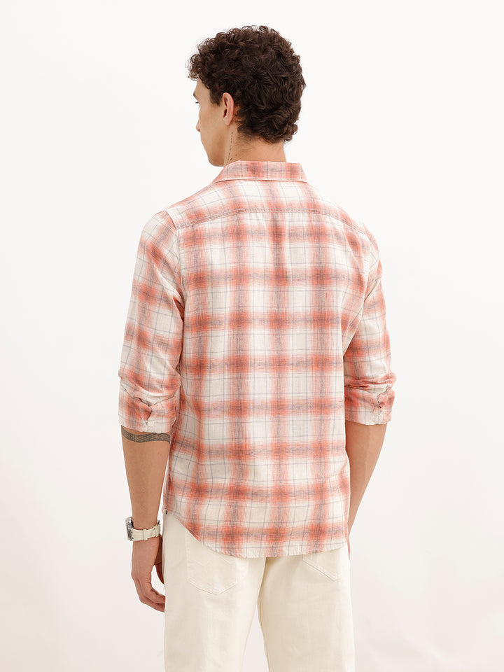 Regular Fit Full Sleeve Checkered Shirt | Red