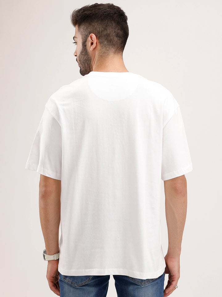 Oversized Placement Printed T-Shirt | White