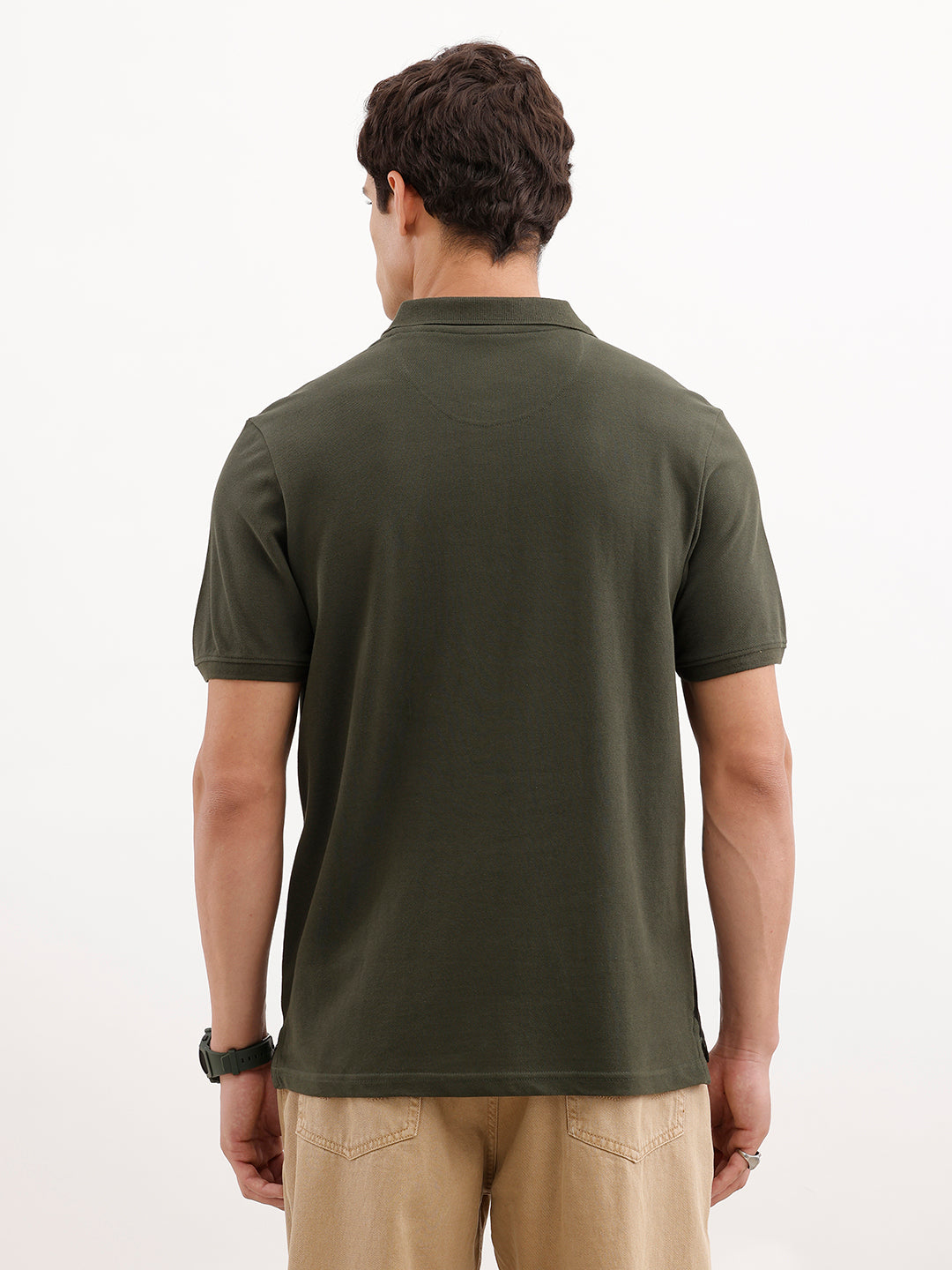 Slim Fit Placement Printed Polo T-Shirt  | Olive