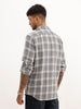 Slim Fit Checkered Full Sleeve Shirt | Grey