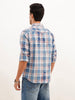 Slim Fit Washed Indigo Checkered Shirt | Blue