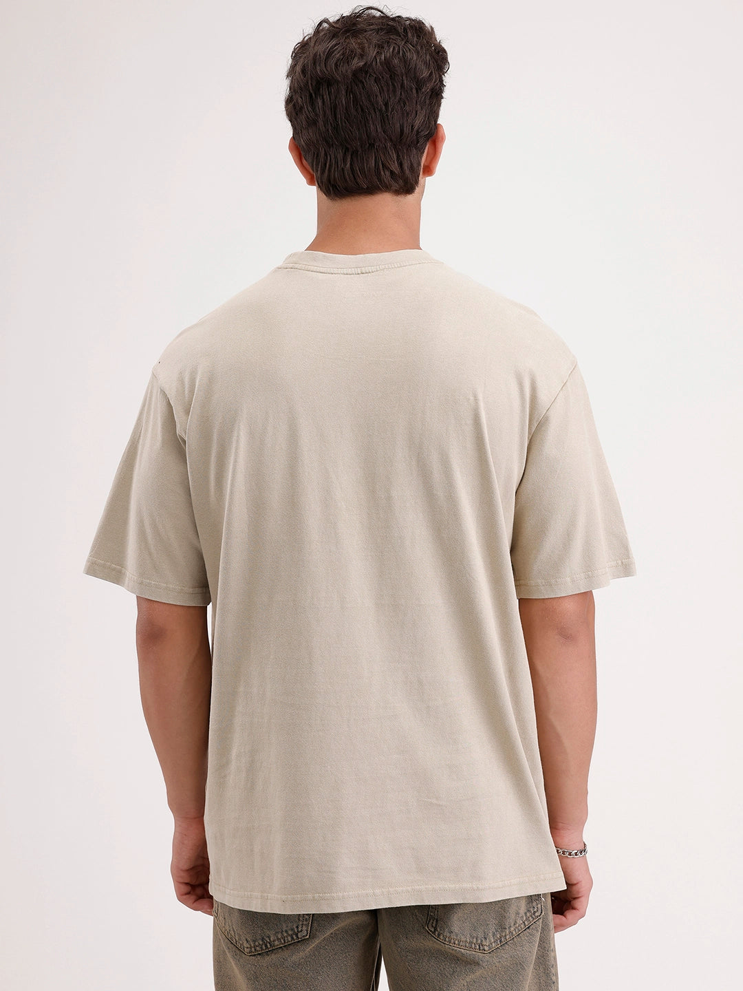 Oversized Placement Printed T-Shirt | Khaki