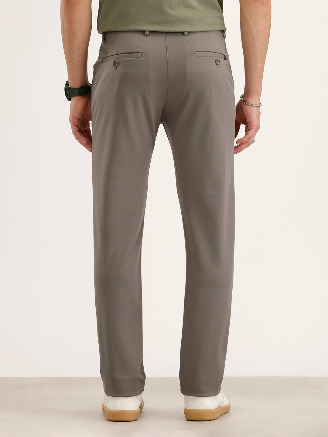 Slim Fit Solid Trouser | Green
