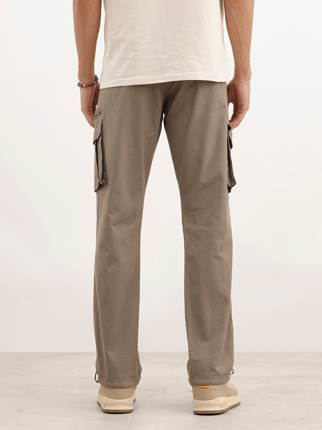 Solid Straight Fit Cargo Trouser | Olive