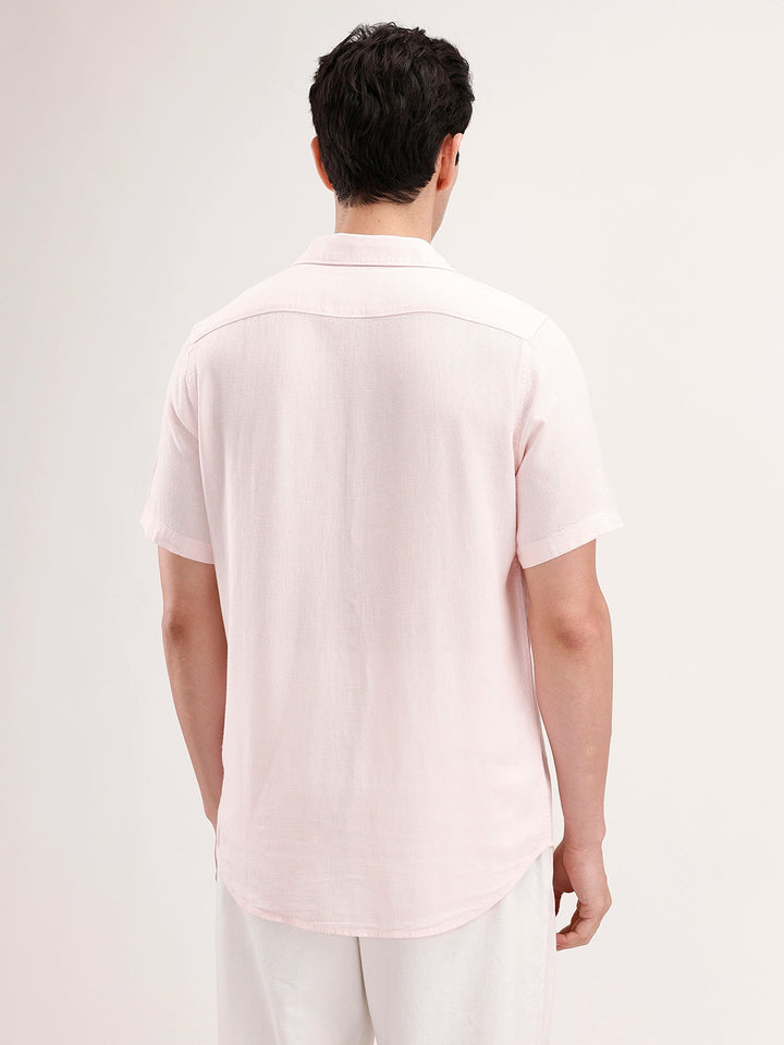 Slim Fit Linen Blend Shirt | Pink