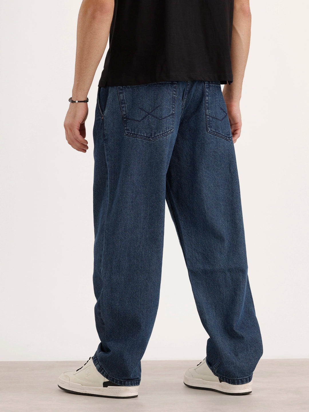 Loose Pleate Fit Denim Jeans | Blue