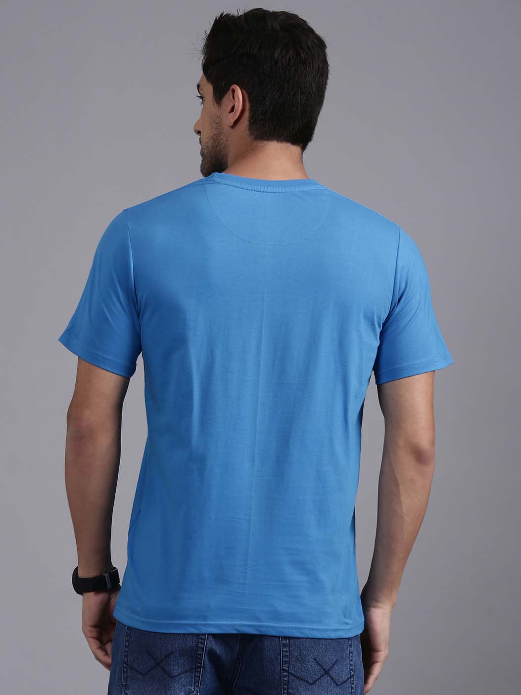 Typographic Chest Print Blue T-Shirt