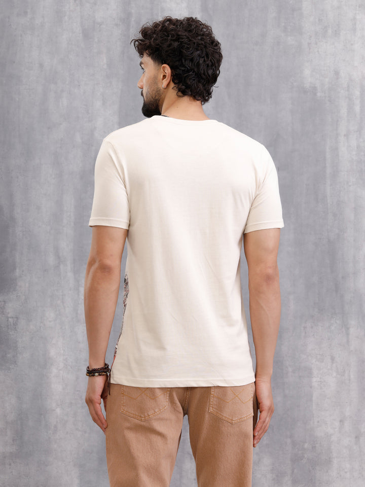 Tapestry Inspired Distressed Ombré Print T-Shirt | Beige