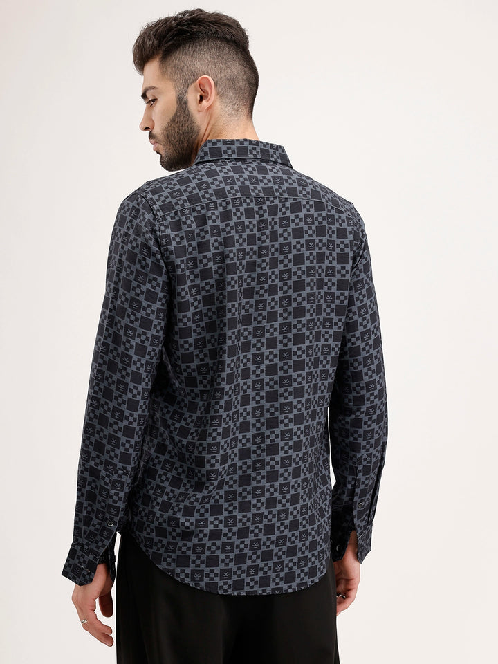 Slim Fit AOP Shirt | Black