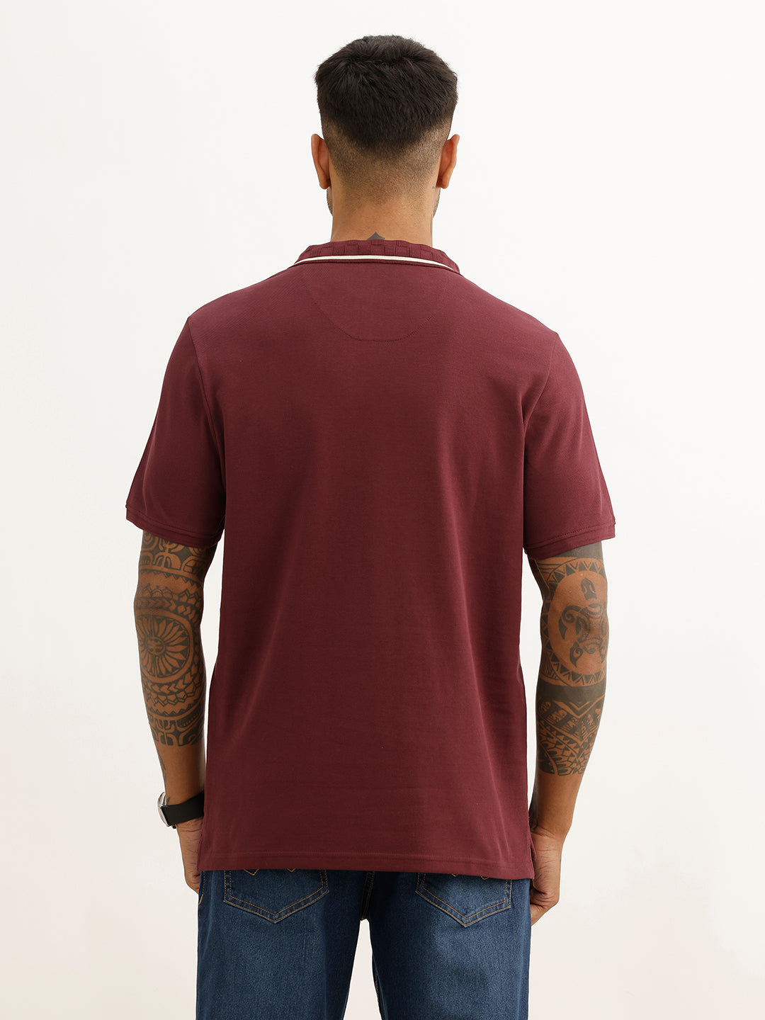 Classic Slim Fit Tipping Collar Polo T-Shirt | Wine