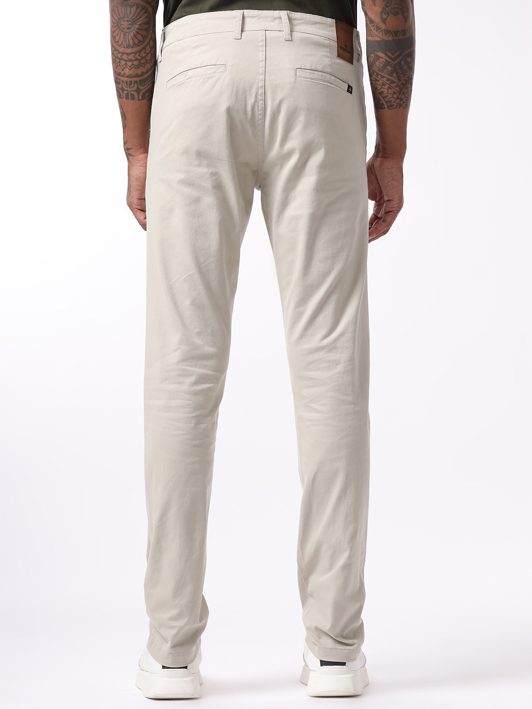 Beige Solid Slim Fit Trouser