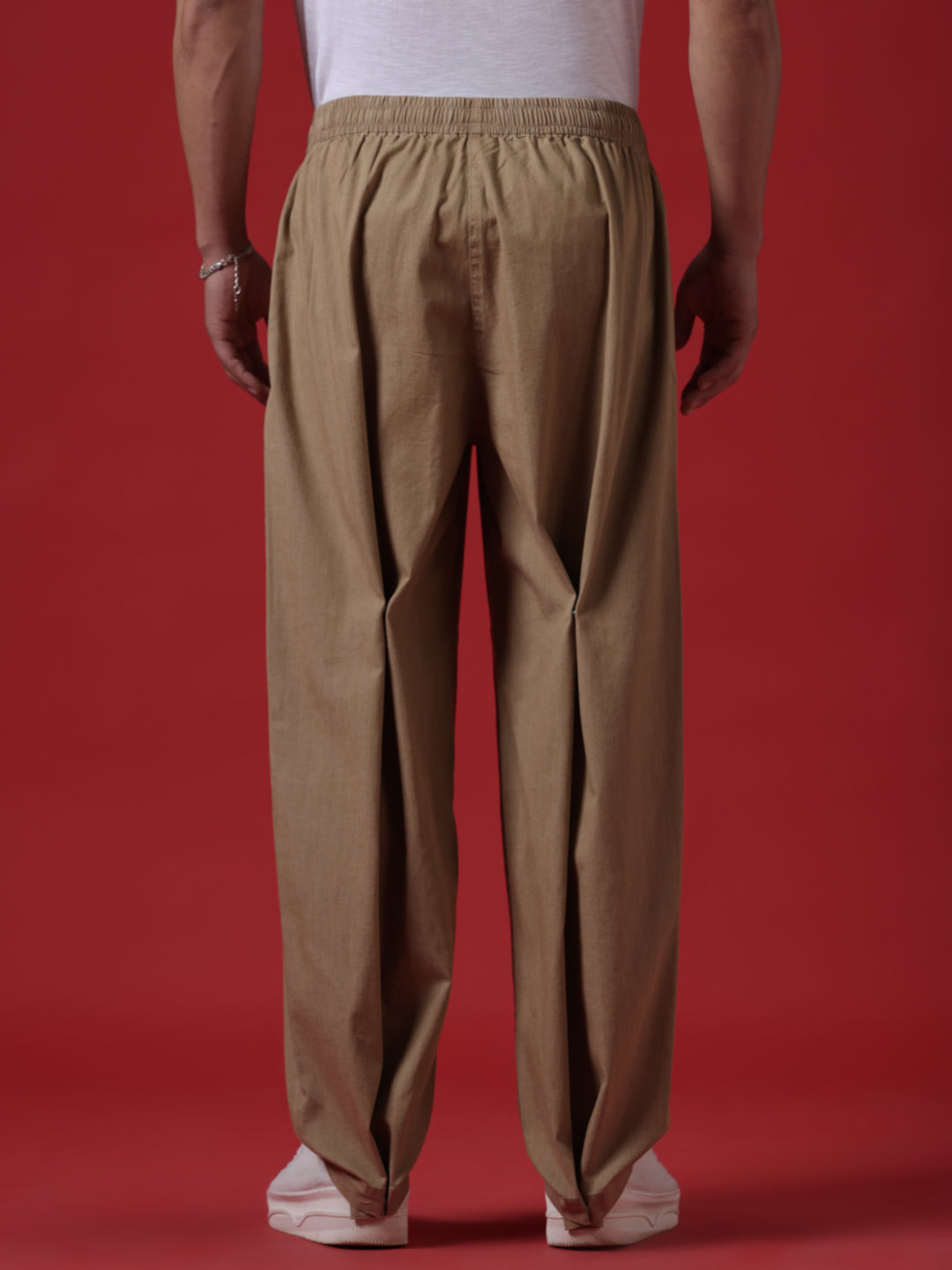 Khaki Dyed Loose Fit Trousers