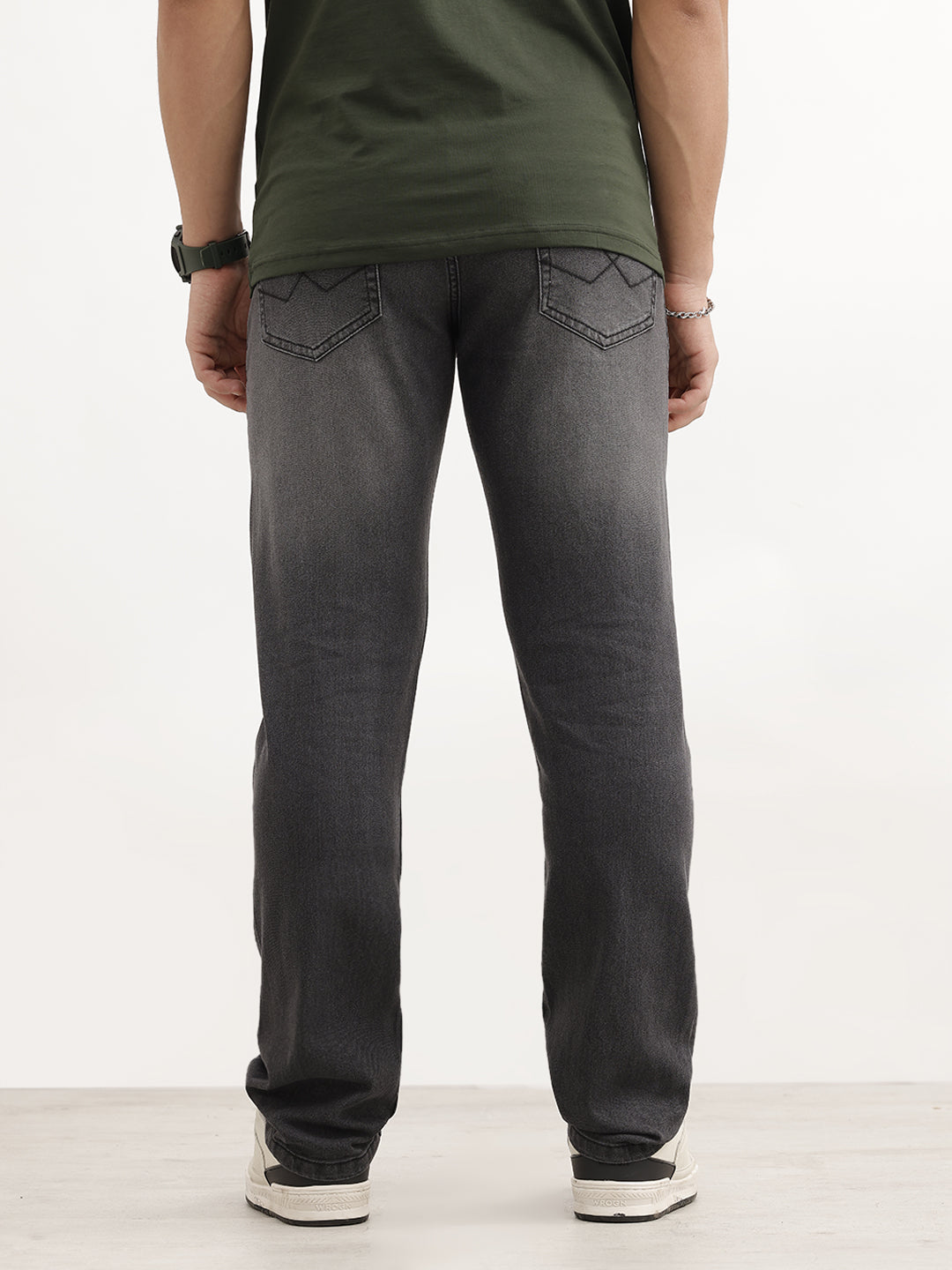 Solid Straight Fit Denim Jeans | Grey