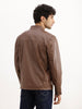 Solid Slim Fit Zipper Jacket | Brown