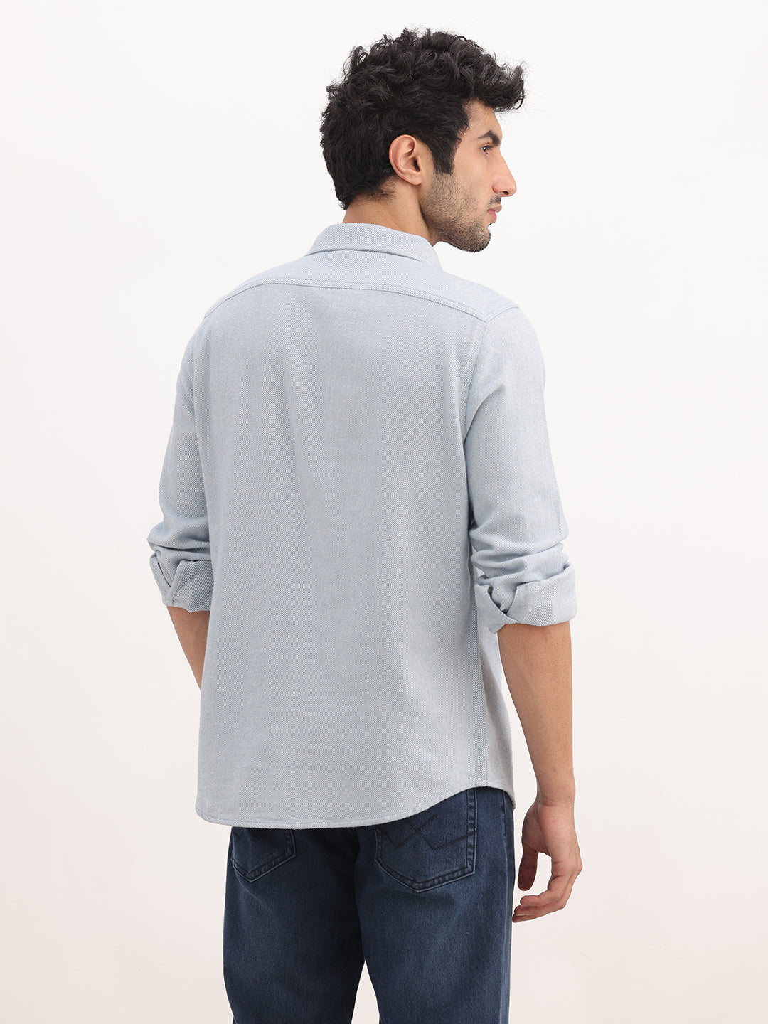 Slim Fit Solid Full Sleeve Shirt | Light Blue