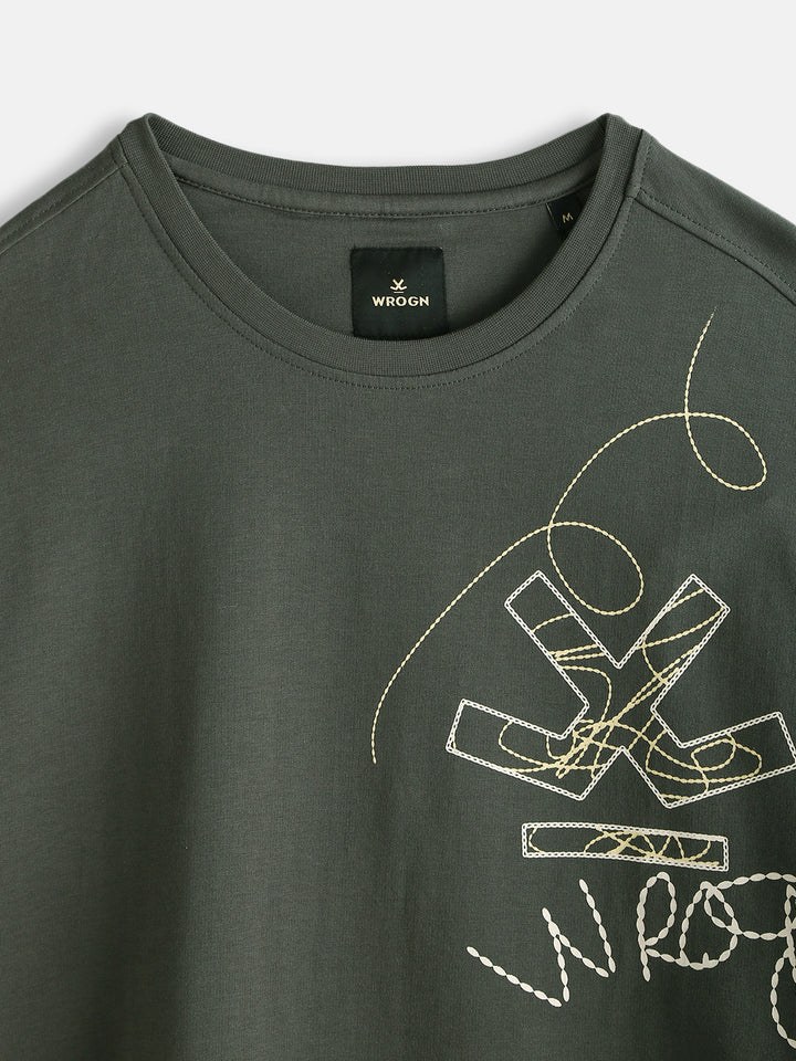 Embroidered Oversized Fit T-Shirt | Charcoal