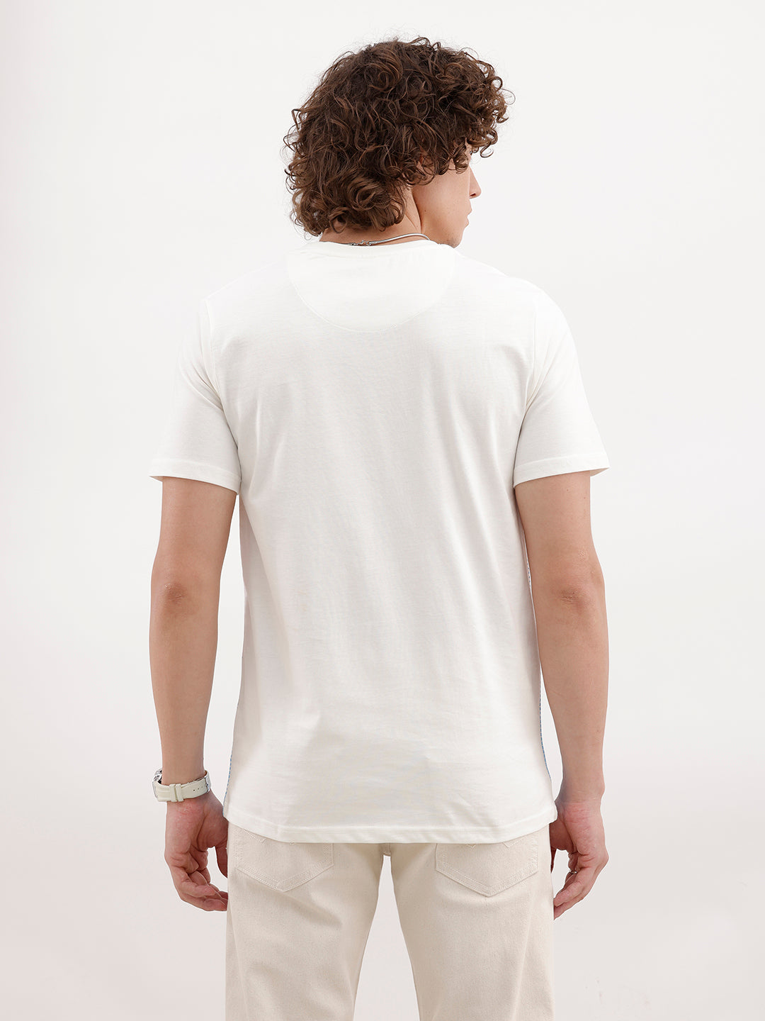 Placement Printed Slim Fit T-Shirt | White