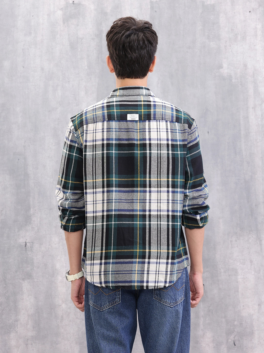Textured Checkered Regular Fit Shirt | Green