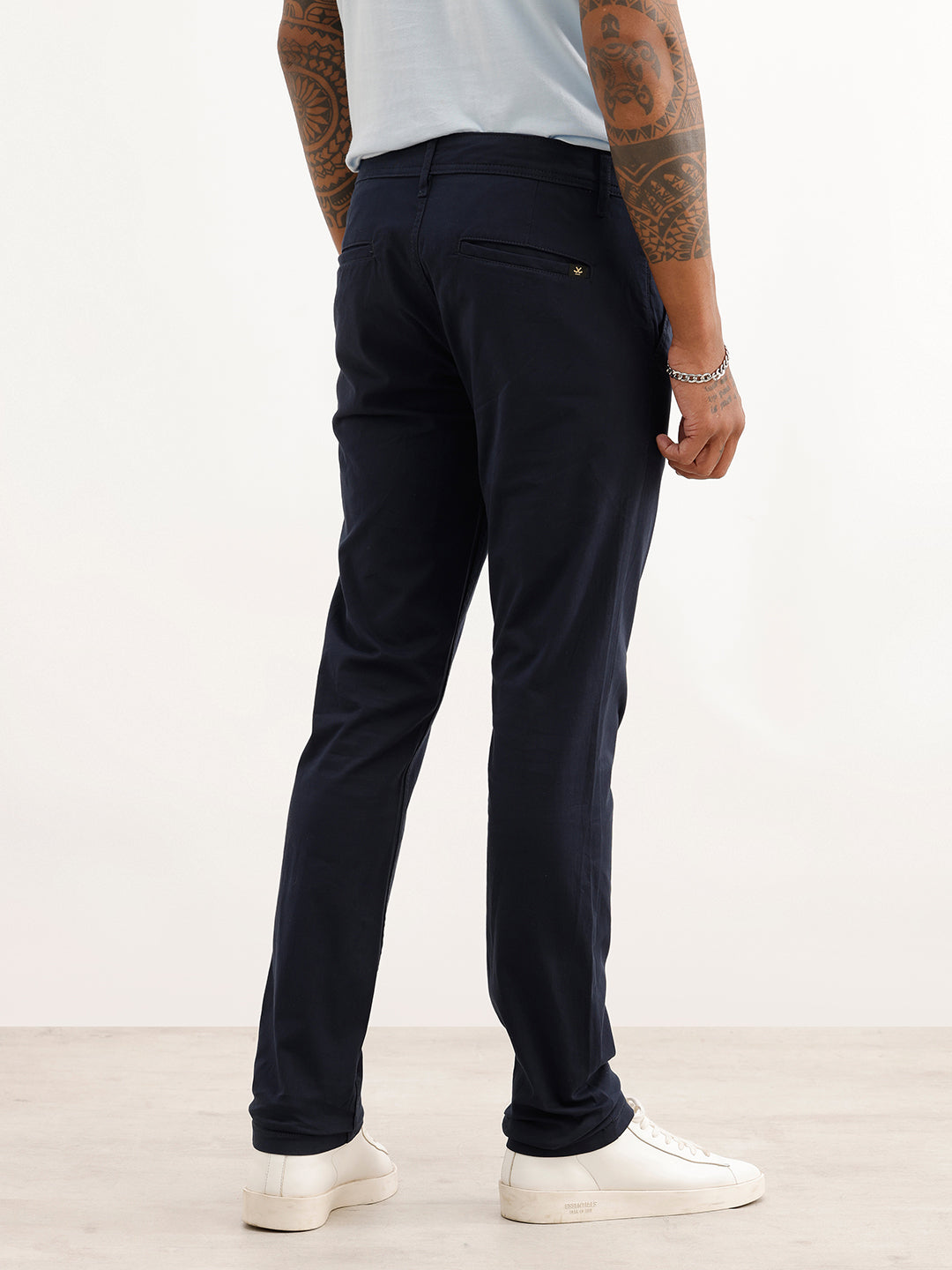 Slim Fit Solid Trouser | Navy Blue