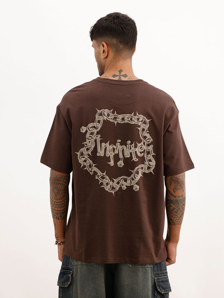 Classic Oversized Back Puffer Printed T-Shirt | Brown