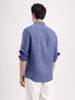 Solid Slim Fit Linen Blend Shirt  | Navy Blue