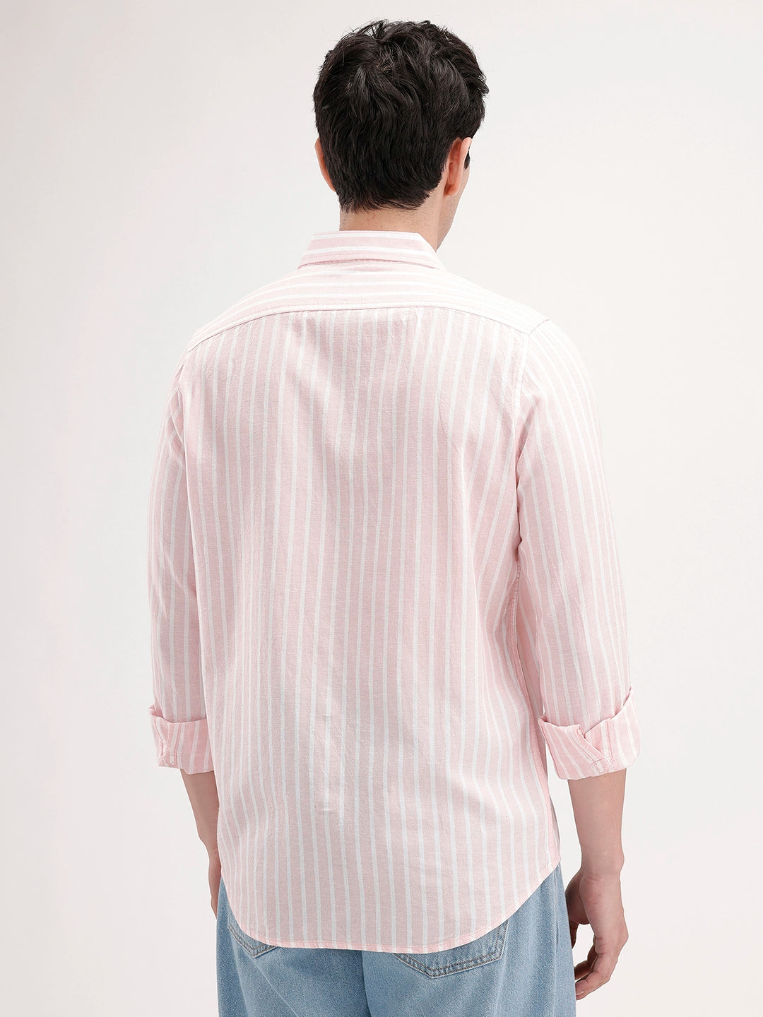 Classic Slim Fit Striped Shirt | Pink