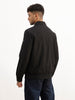 Solid Regular Fit Zipper Jacket | Black