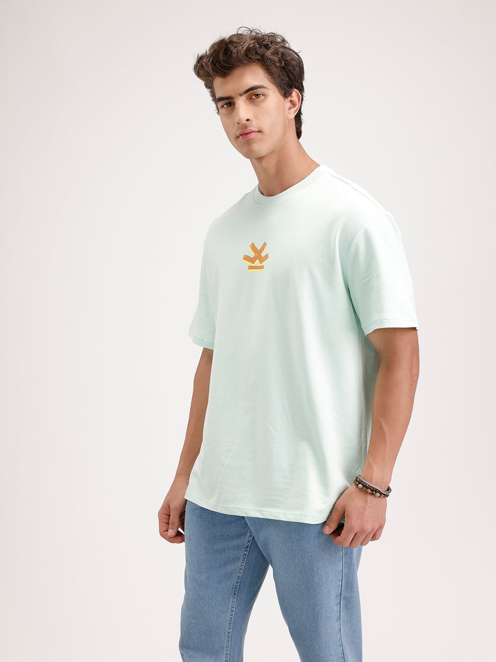 Oversized Back Printed T-Shirt  | Light Blue
