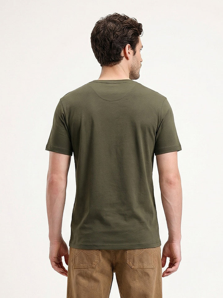 Solid Slim Fit HD Printed T-Shirt | Olive
