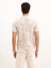 Abstract Printed Slim Fit Polo T-Shirt | Beige
