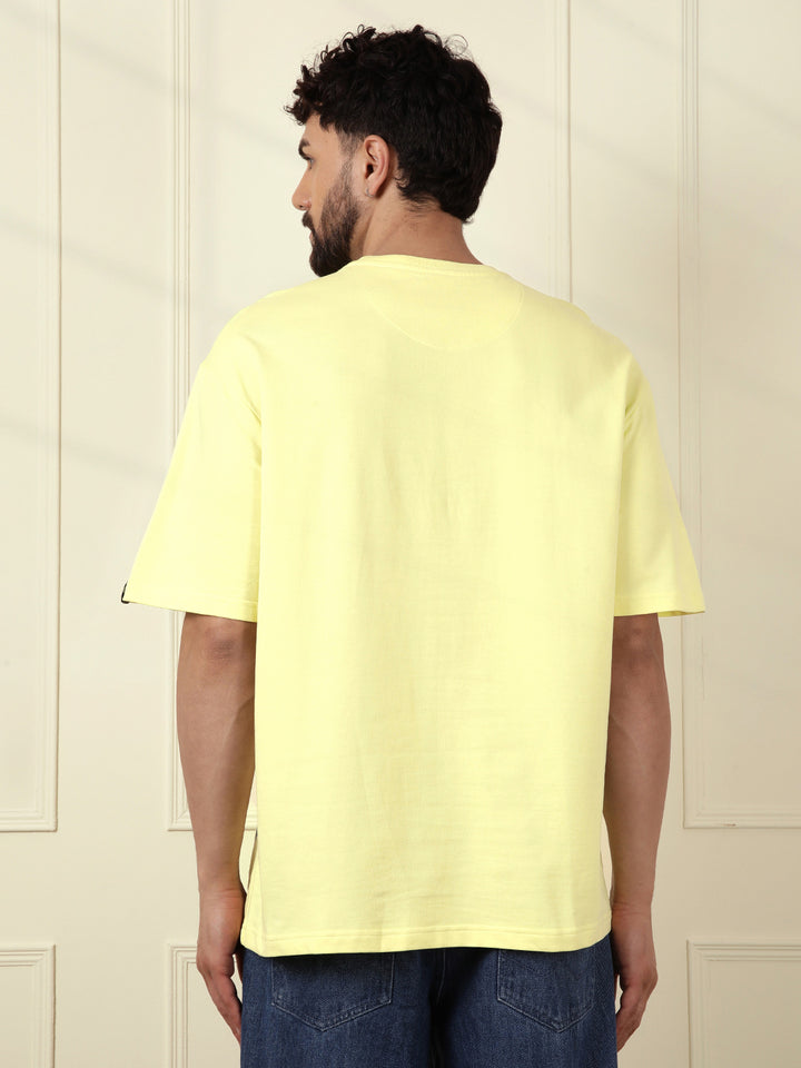 Heavy GSM Placement Print T-Shirt | Lime Green