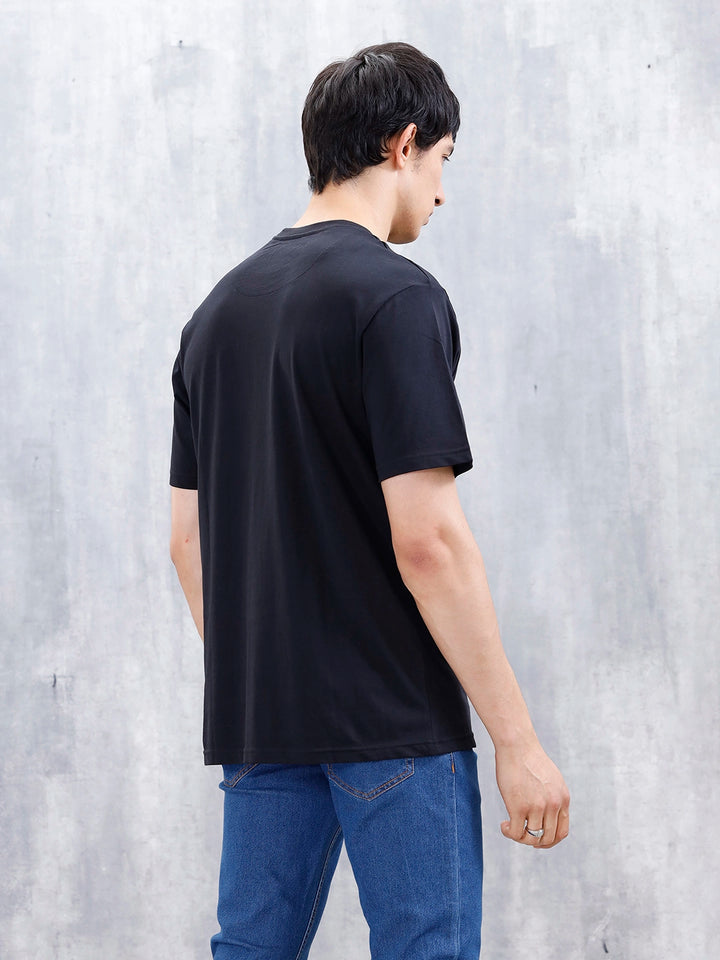 Men’S Casual Regular Fit Graphic Tshirt | Black