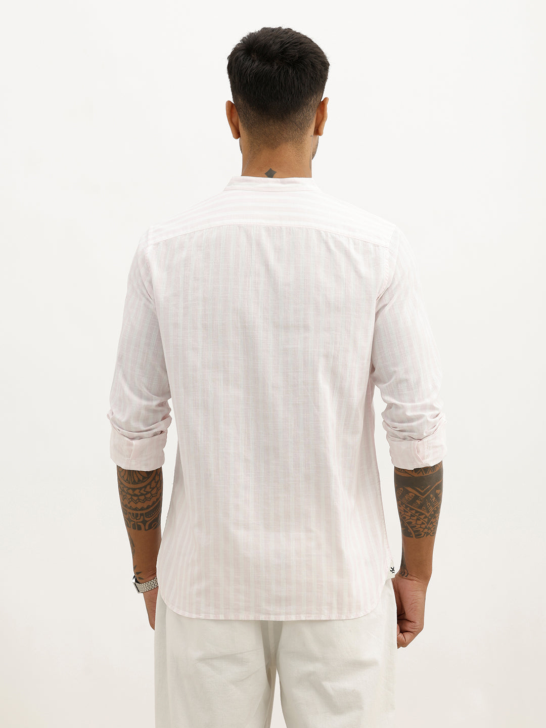 Slim Fit Striped Full Sleeve Shirt | Pink