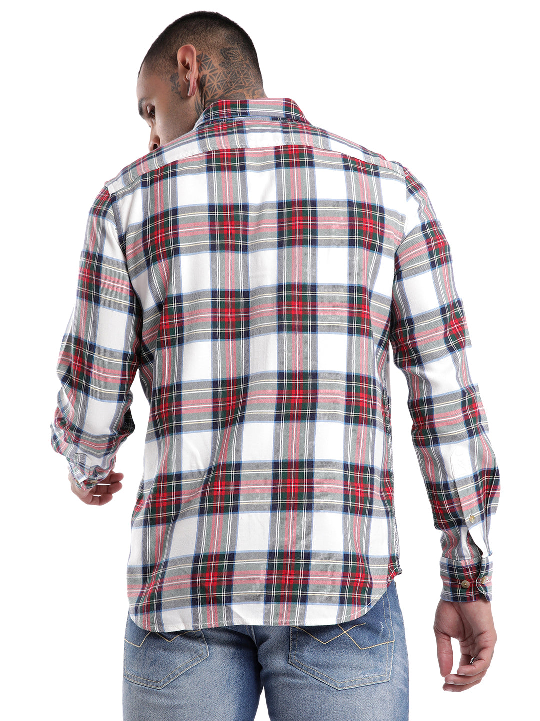 White Holiday Checked Shirt