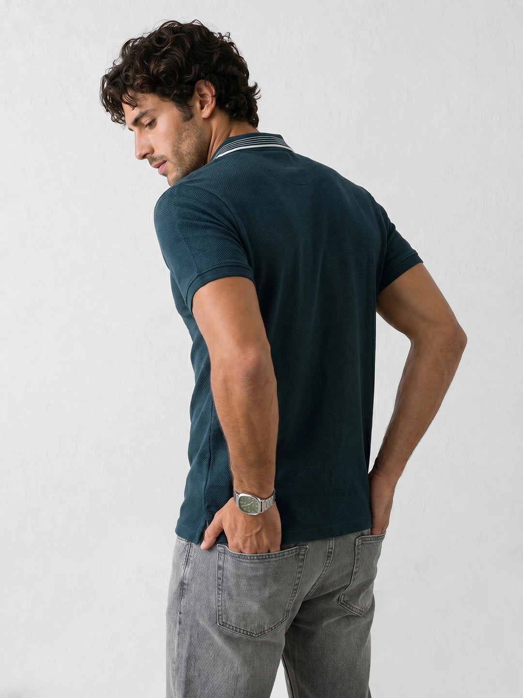 Slim Fit Tipping Collar Polo T-Shirt | Dark Blue
